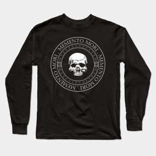 Memento Mori III - Memento Mori Skull Logo - Skeleton Art - Latin Phrase Quotes Long Sleeve T-Shirt